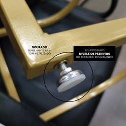 Banco Recamier Base em Aço Dourado Glow Zahav:Veludo Verde Escuro - 4