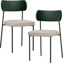 Ver imagem 1 de Kit 02 Cadeiras Estofadas para Sala de Jantar Melina L02 Facto Verde Musgo Linho Cru - Lyam Decor