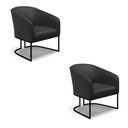 Ver imagem 1 de Kit 2 Poltronas Stella Corino Base Industrial Preto - D’Rossi