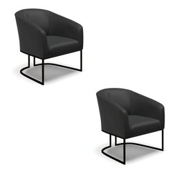 Kit 2 Poltronas Stella Corino Base Industrial Preto - D’Rossi - 1