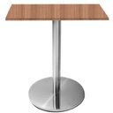 Ver imagem 1 de Mesa Beta Inox 75 Cm (altura) Disco Redondo Tampo Mdp Quadrado 80 Cm (larg) X 2,50 Cm (alt) Noce