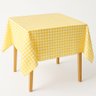 Toalha de Mesa Quadrada em Tecido Oxford Xadrez Amarelo e Branco - 1