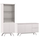 Ver imagem 1 de Kit Aparador Buffet Bar Living com Cristaleira Adega Vicky N01 Off White - Lyam Decor