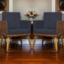 Ver mais imagens de Kit 8 Poltronas Decorativas Modernas para Recepção Lis Corino Suede Cores Pé 30 Cm - Preto, Suede