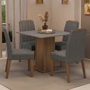Ver imagem 1 de Conjunto Sala de Jantar Tampo de Madeira 4 Cadeiras Rustic/cinza/silver Cannes Madesa