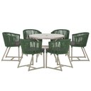Ver imagem 1 de Mesa com 6 Cadeiras de Jantar Roma 120cm e Noronha em Alumínio Fendi Corda Náutica Estofado 11 Trama