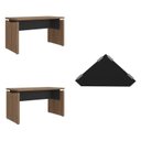 Ver imagem 2 de Conjunto Mesa Diretor em L para Escritório e Atendimento Artany Nogal Preto Marrom
