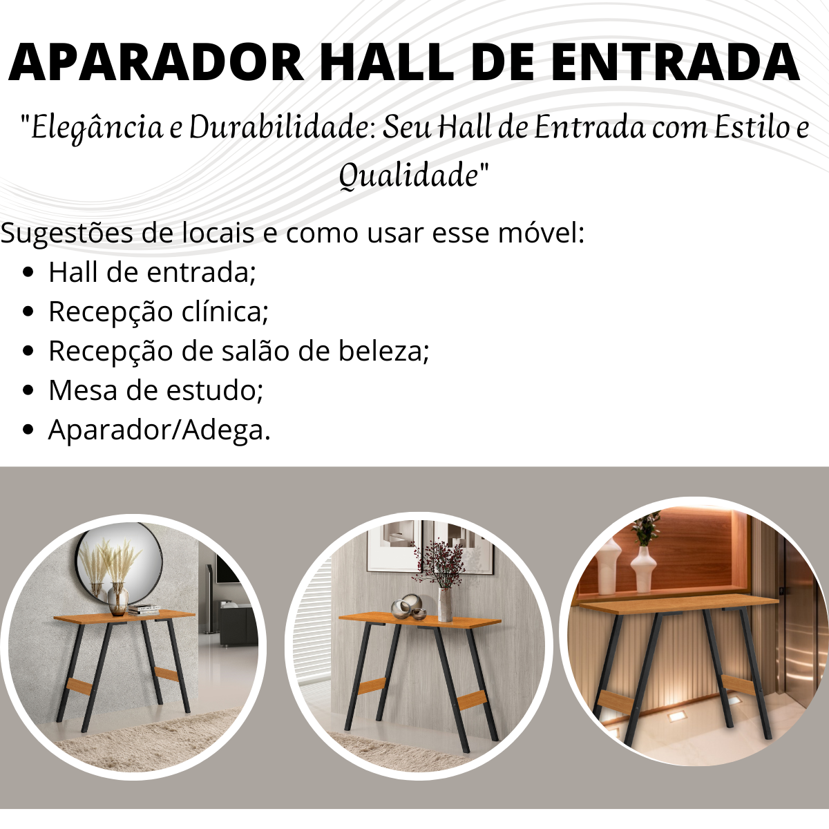 Aparador Balcão Hall Entrada Pé Aço Carbono Cantinho Café:canela com Preto - 7