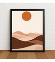 Ver imagem 1 de Quadro Decorativo Paisagem Minimalista Tons Terrosos c/Vidro Preto