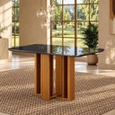Ver imagem 3 de Mesa de Jantar Jade Gold 120x80 Canto Copo com Vidro Cinamomo Chumbo - Leifer