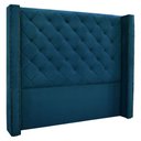 Ver imagem 3 de Kit Cabeceira e Calçadeira Recamier Casal 1,40m Vicenza Veludo - Pallazio Azul Marinho