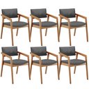 Ver imagem 1 de Kit 06 Cadeiras para Sala de Jantar Estar Living Giorgia B04 Linho Cinza Escuro - Lyam Decor