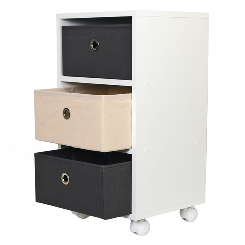 Mesa de Cabeceira Gaveteiro Organibox com 3 Gavetas e Rodízios 32x56x30 Cm