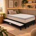 Ver imagem 1 de Cama Box com Auxiliar Solteiro 88x188cm Double Cinza Reconflex