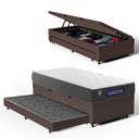 Ver imagem 1 de Cama Box Baú + Colchão Gazin de Espuma D60 Double Face Force Up + Auxiliar de Espuma Solteiro