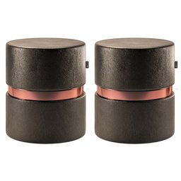 Kit 02 Puffs Bancos Decorativos Redondo Porto 49x43cm Corano Preto - Desk Design - 1