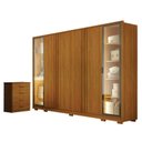 Ver imagem 1 de Guarda Roupa Casal Prime 6 Portas com Led Cinamomo com Cômoda Rubi 4 Gavetas Cinamomo – Leifer