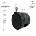 Ver imagem 2 de Kit 5 Rodizio Rodinha Anti Risco Pu Semi Silicone Preto 65mm