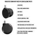 Ver imagem 3 de Kit 5 Rodizio Rodinha Anti Risco Pu Semi Silicone Preto 65mm