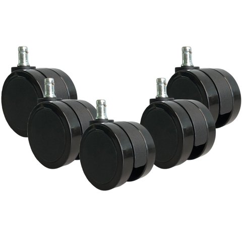 Kit 5 Rodizio Rodinha Anti Risco Pu Semi Silicone Preto 65mm