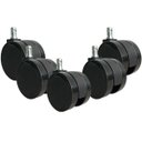 Ver imagem 1 de Kit 5 Rodizio Rodinha Anti Risco Pu Semi Silicone Preto 65mm