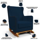 Ver imagem 5 de Poltrona de Amamentação com Balanço e Puff Mavie L02 Suede Azul Marinho - Lyam Decor