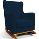 Ver imagem 3 de Poltrona de Amamentação com Balanço e Puff Mavie L02 Suede Azul Marinho - Lyam Decor