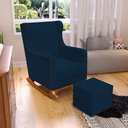 Ver imagem 2 de Poltrona de Amamentação com Balanço e Puff Mavie L02 Suede Azul Marinho - Lyam Decor