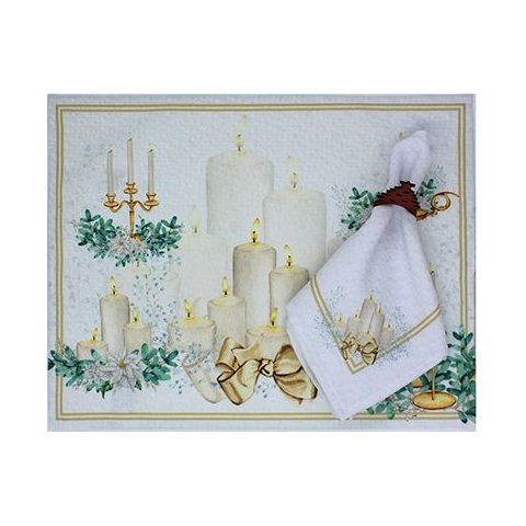 Kit Jogo Americano + Guardanapo Natal Velas Nsw 12 Peças