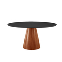 Ver imagem 2 de Conjunto Sala de Jantar Mesa Gênova Madeira Maciça 130cm Tampo Redondo Vidro Preto com 6 Cadeiras