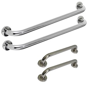 Kit 4 Barras de Apoio 40 e 60cm Alça Suporte Deficiente Idoso Inox Banheiro