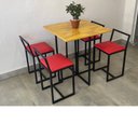 Ver imagem 4 de Mesa Industrial Quadrada Preta 90x90cm Tampo Madeira Natural