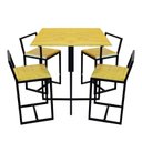 Ver imagem 2 de Mesa Industrial Quadrada Preta 90x90cm Tampo Madeira Natural