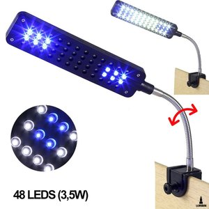 Luminária Aquário Clip 48 Led Branco Azul Bivolt Flexível