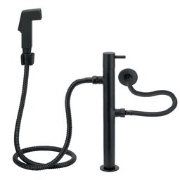 Ducha Higiênica Vertical De Piso Preto/Black Com Derivação - 1