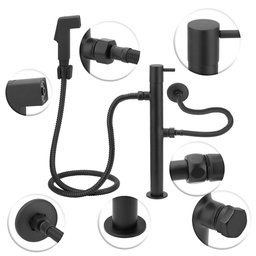 Ducha Higiênica Vertical De Piso Preto/Black Com Derivação - 3
