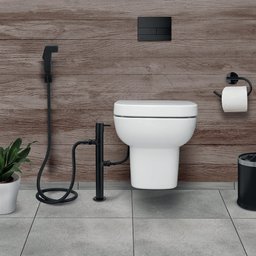 Ducha Higiênica Vertical De Piso Preto/Black Com Derivação - 2