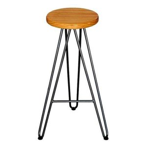 Banqueta Alta Bar Cozinha Industrial Retro Prata 76 cm Assento Claro