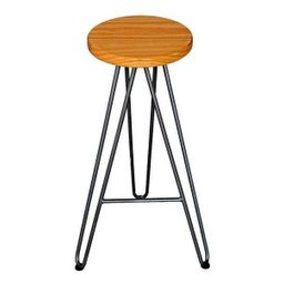 Banqueta Alta Bar Cozinha Industrial Retro Prata 76 cm Assento Claro - 2