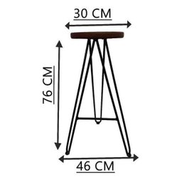 Banqueta Alta Bar Cozinha Industrial Retro Prata 76 cm Assento Claro - 3