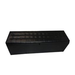 Recamier Puff Baú Beira de Cama - 1,40cm - Preto-corino - 1