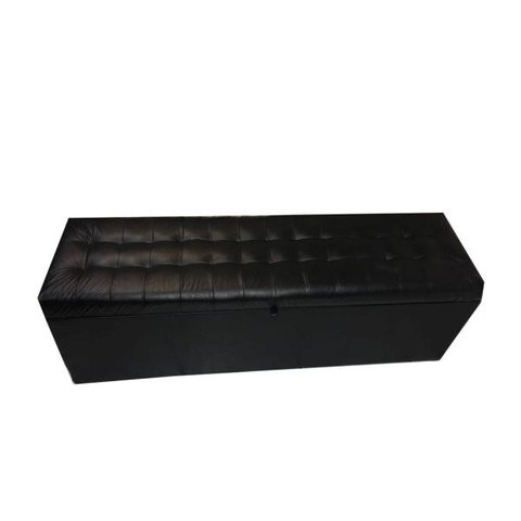 Recamier Puff Baú Beira de Cama - 1,40cm - Preto-corino