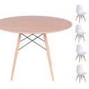 Ver imagem 1 de Conjunto Mesa Eames Eiffel Dsw Redonda Freijó 90cm + 4 Cadeiras Eames Dsw - Branco
