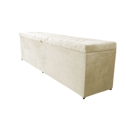 Recamier Puff Baú Beira de Cama - 1,40cm - Creme