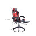 Ver imagem 4 de Cadeira Gamer Reclinável Vermelha e Preta Ergonômica Pc com Apoio para Pés e Braços Couro Sinté
