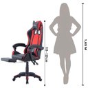 Ver imagem 5 de Cadeira Gamer Reclinável Vermelha e Preta Ergonômica Pc com Apoio para Pés e Braços Couro Sinté
