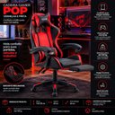Ver imagem 3 de Cadeira Gamer Reclinável Vermelha e Preta Ergonômica Pc com Apoio para Pés e Braços Couro Sinté