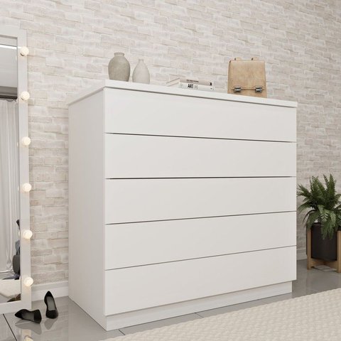 Cômoda 5 Gavetas 86cm Premium Branco