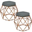 Ver imagem 1 de Kit 2 Puffs Decorativo Aramado Bronze Six Linho Chumbo