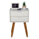 Ver imagem 2 de Kit Mesa de Cabeceira Retro com 2 Gavetas de 40 Pé Castanho Envio Montada